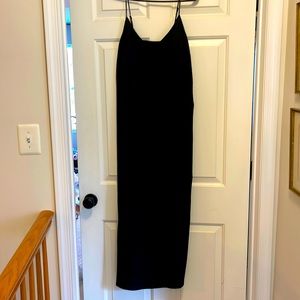 Black slip dress with side slits
